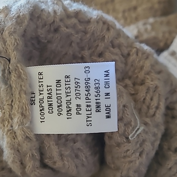 BIBI Cable Knit & Checkered Denim Zip Up Cardigan in Latte/Denim. Sz M. NWT - Picture 7 of 7